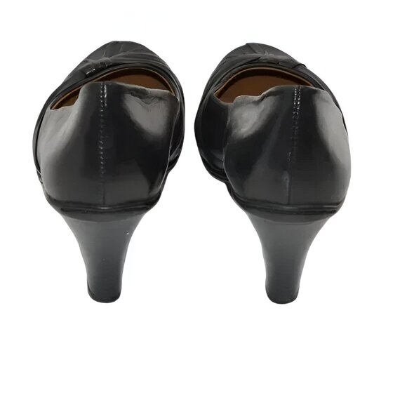 Soft Shoe Twist Knot Soft Black Leather Comfort Dress Work Pumps Loafer Heels 11 - Picture 4 of 7